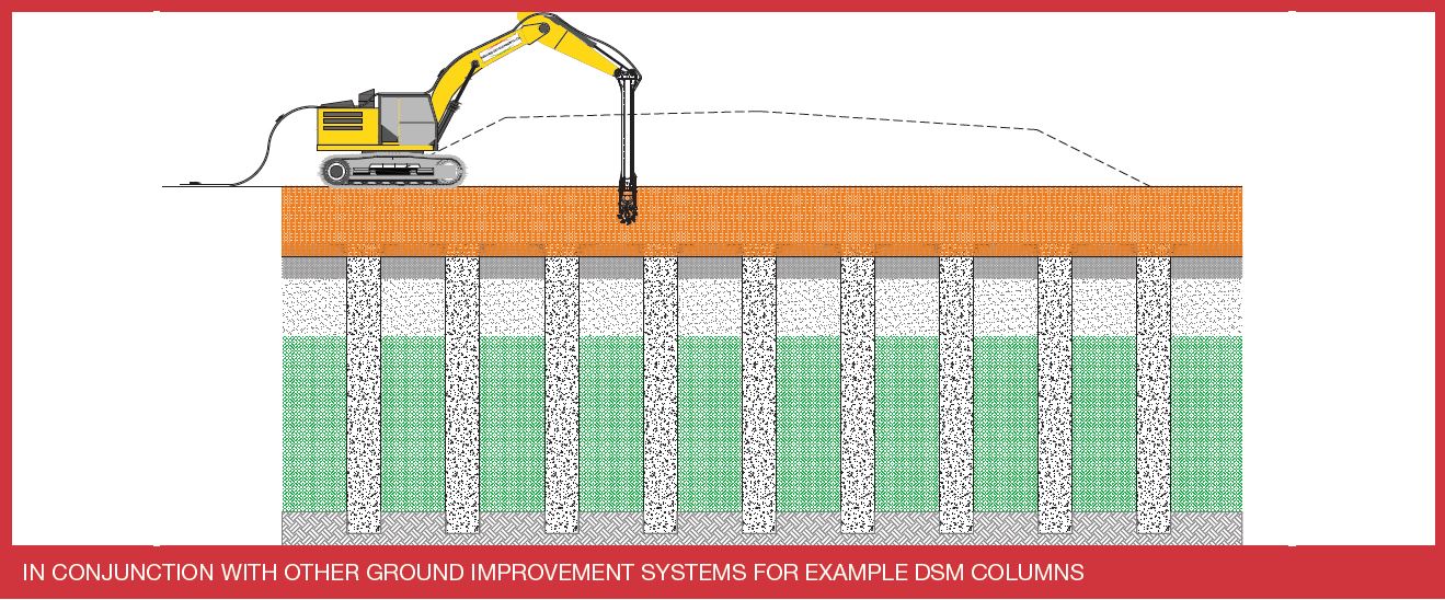 example of DSM columns for mass deep soil mixing